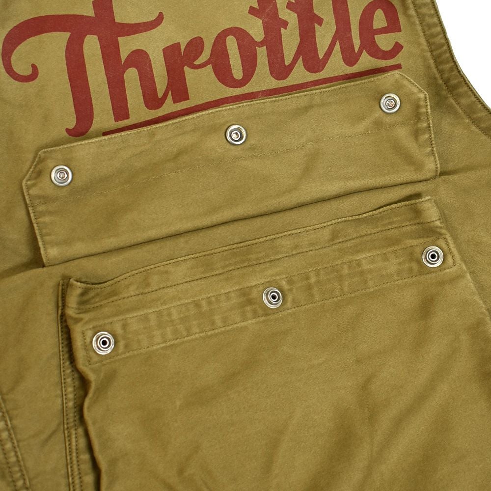 フリーホイーラーズ (FREEWHEELERS)FREEWHEELERS SPEED DIVISION -Throttle Racing- SUPPORT CREW SPEED ENGINEER SLEEVELESS COAT KHAKI コットンベスト アビエイターベスト 2521009