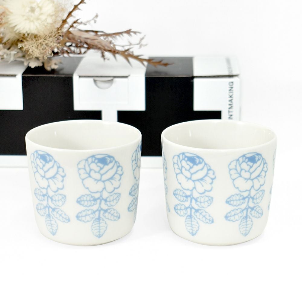 マリメッコ (marimekko) Vihkiruusu コーヒーカップセット (ハンドルなし) 食器 2個セット ギフトボックス ペア 持ち手なし ヴィヒキルース ウェディングローズ 200ml 52259-4-74961 52259474961