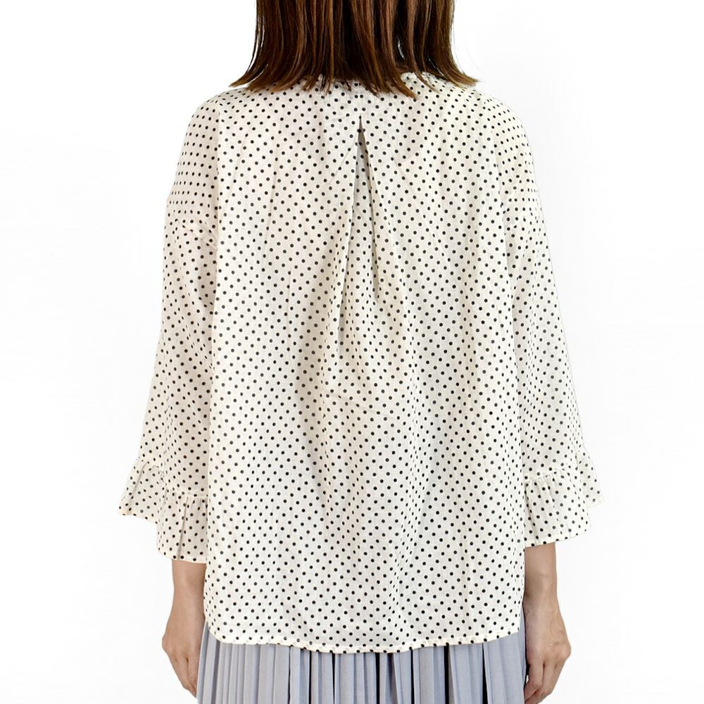 ポンデシャロン (PONT DE CHALONS) ドットptアシメフリルブラウス ドット柄シャツ 22551011