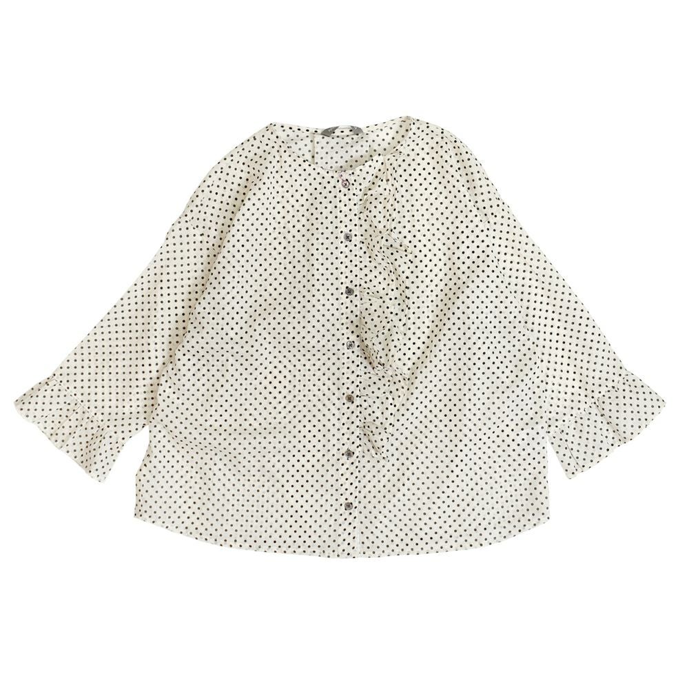 ポンデシャロン (PONT DE CHALONS) ドットptアシメフリルブラウス ドット柄シャツ 22551011 11.エクリュ