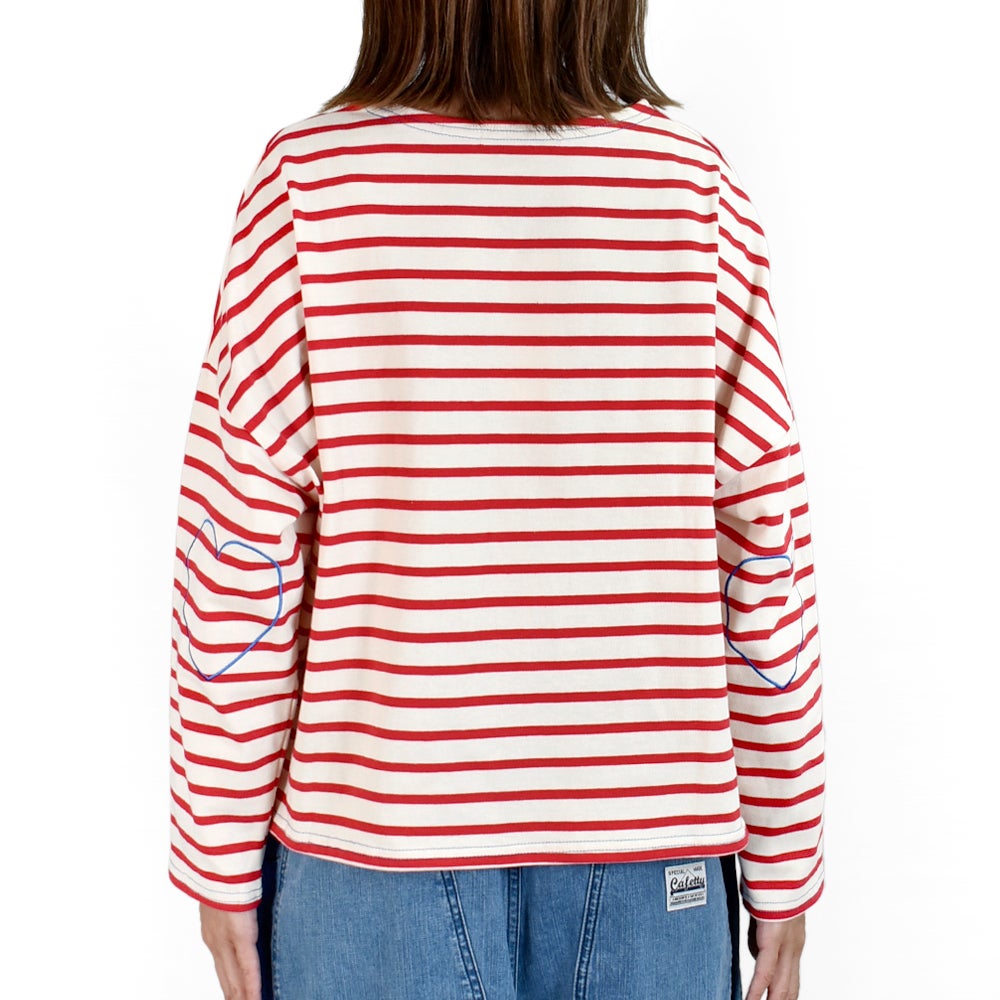 ポンデシャロン (PONT DE CHALONS) ハートパッチボーダーT 長袖Tシャツ ワイドTシャツ 22615612