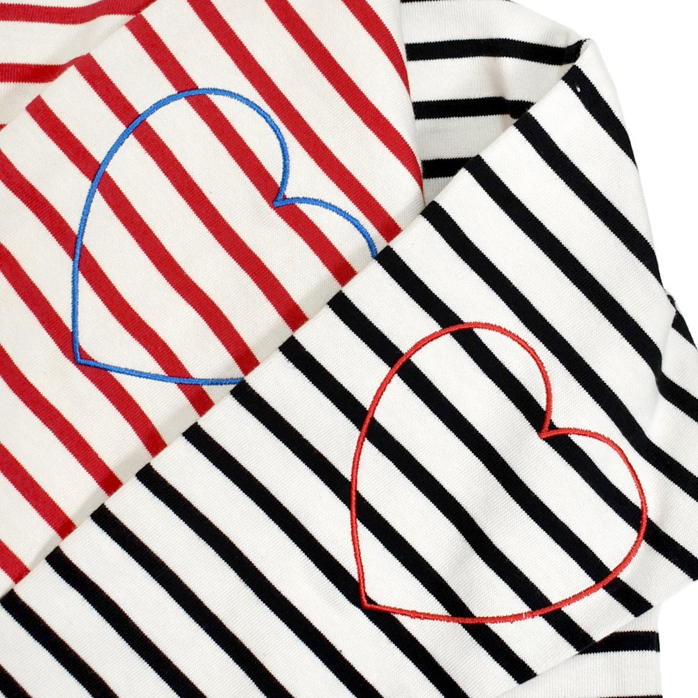 ポンデシャロン (PONT DE CHALONS) ハートパッチボーダーT 長袖Tシャツ ワイドTシャツ 22615612