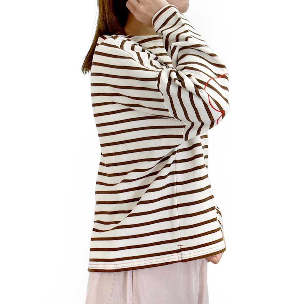 ポンデシャロン (PONT DE CHALONS) ハートパッチボーダーT 長袖Tシャツ ワイドTシャツ 22615612