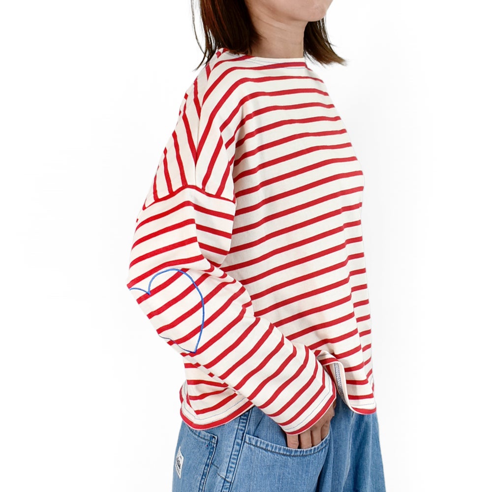 ポンデシャロン (PONT DE CHALONS) ハートパッチボーダーT 長袖Tシャツ ワイドTシャツ 22615612