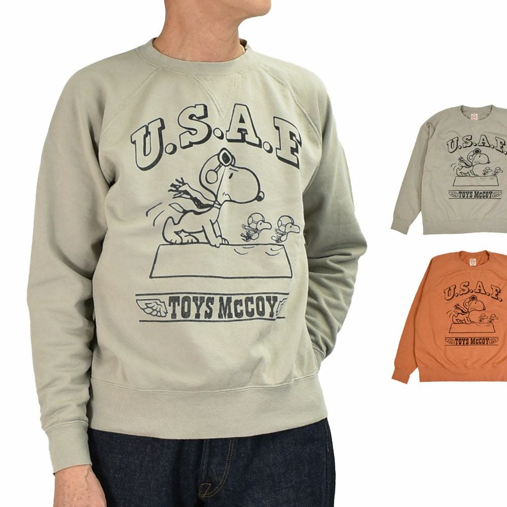トイズマッコイ(TOYS McCOY)GARMENT DYING SWEAT SHIRT SNOOPY -U.S.A.F. FLYING ACE- 長袖プリントスウェットシャツ スヌーピー TMC2550