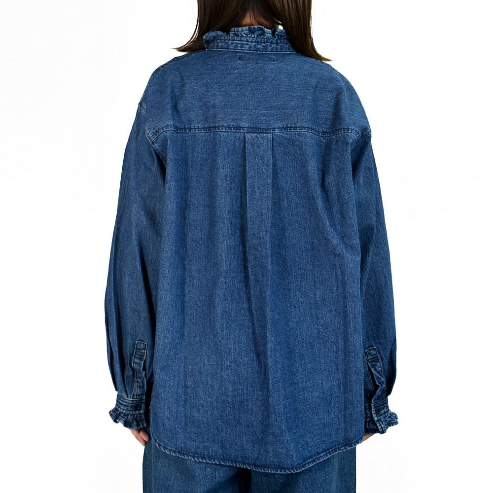 ケレン (KELEN) -SYNTH- FRILL DESIGN DENIM SHIRT 長袖フリルシャンブレーシャツ デニムシャツ LKL25FBL2253