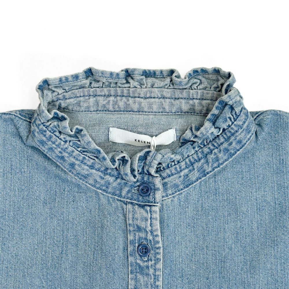 ケレン (KELEN) -SYNTH- FRILL DESIGN DENIM SHIRT 長袖フリルシャンブレーシャツ デニムシャツ LKL25FBL2253