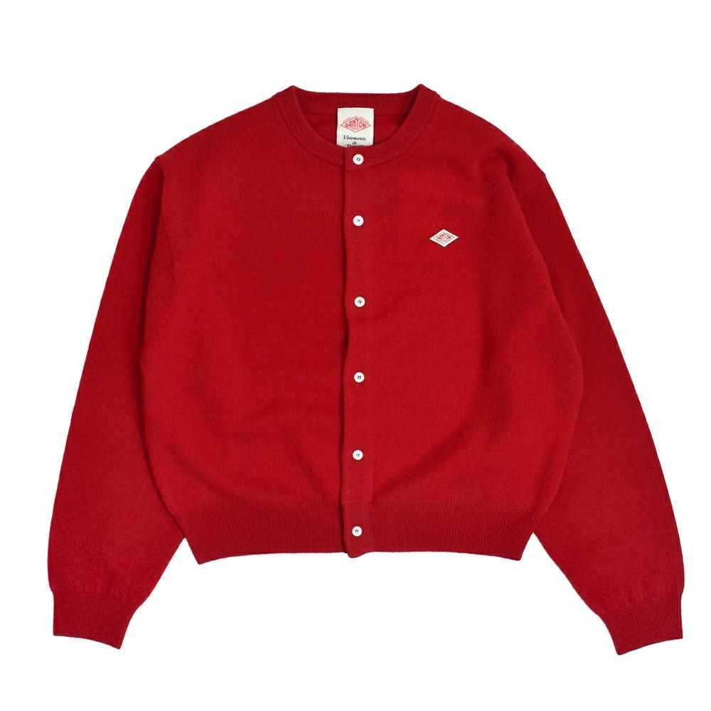 ダントン (DANTON) WOMEN'S LAMBSWOOL CREW NECK KNIT CARDIGAN 長袖ニットカーディガン DT-D0031LMW RED