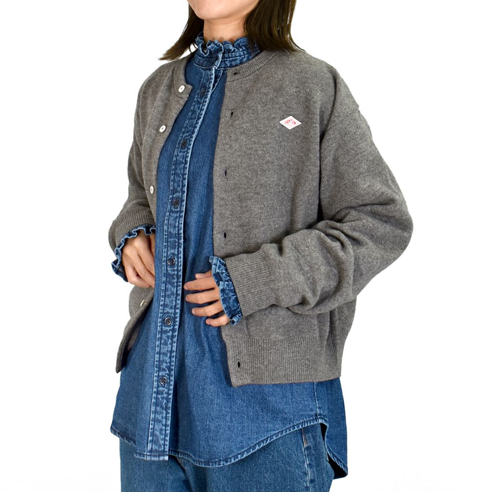 ダントン (DANTON) WOMEN'S LAMBSWOOL CREW NECK KNIT CARDIGAN 長袖
