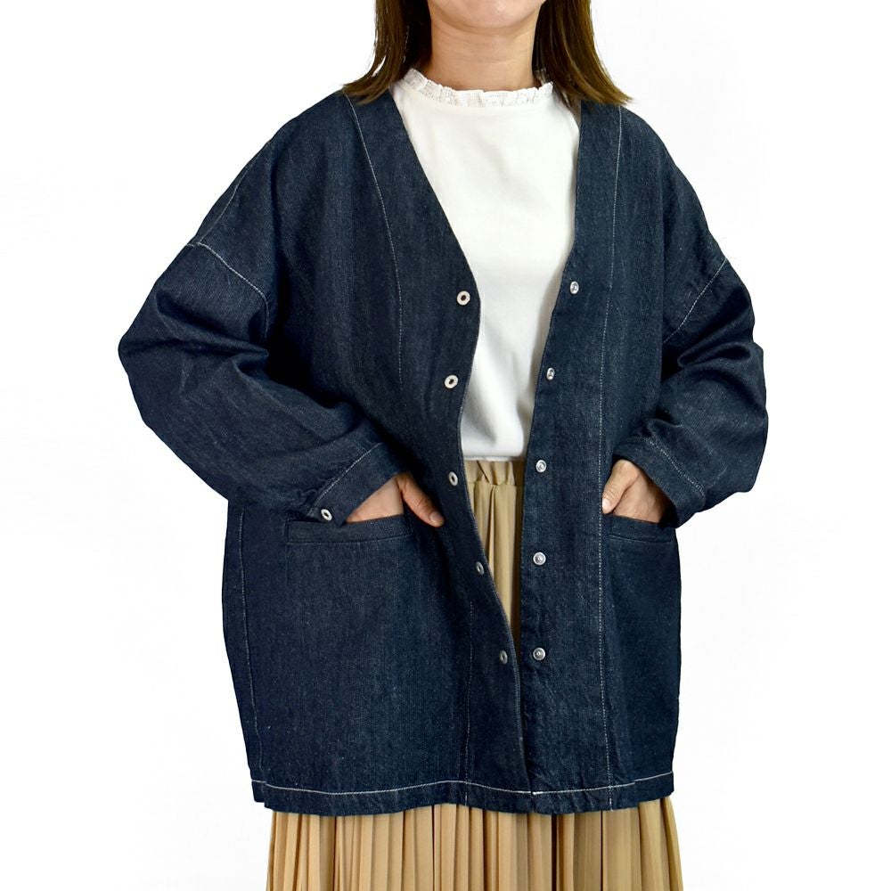 ブリスバンチ(Bliss bunch)ステッチ配色カバーオール デニムジャケット R758-329