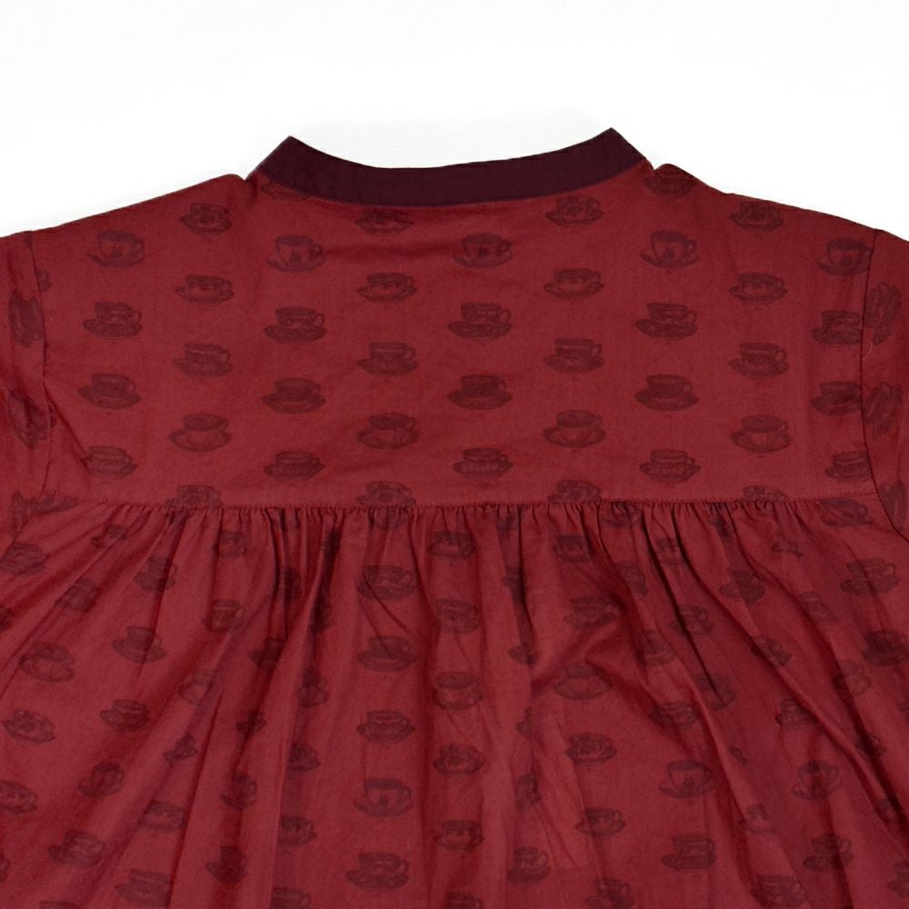 ポンデシャロン (PONT DE CHALONS) ティーカッププリントワンピース (ペチコート付) 前開きノーカラーワンピース 22551528