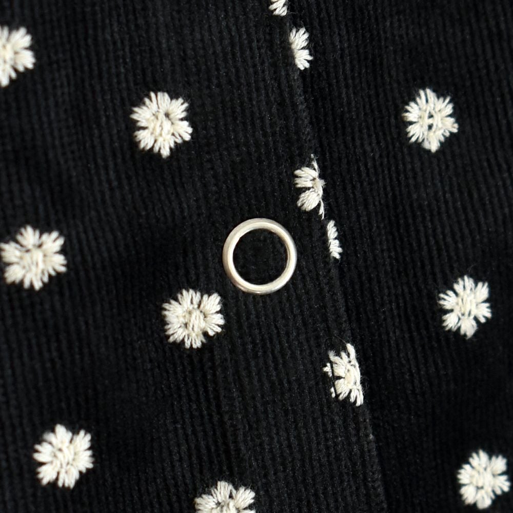 ポンデシャロン (PONT DE CHALONS) NEWコーデュロイ刺繍ワンピース 前開きノーカラーワンピース スナップボタン 22551718