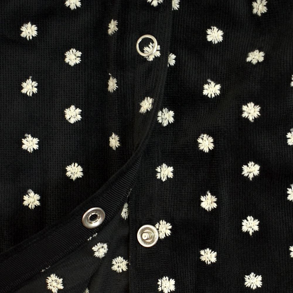 ポンデシャロン (PONT DE CHALONS) NEWコーデュロイ刺繍ワンピース 前開きノーカラーワンピース スナップボタン 22551718