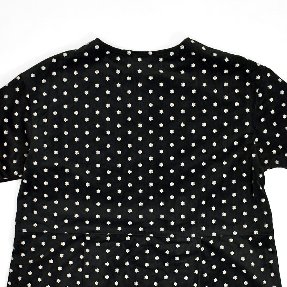 ポンデシャロン (PONT DE CHALONS) NEWコーデュロイ刺繍ワンピース 前開きノーカラーワンピース スナップボタン 22551718