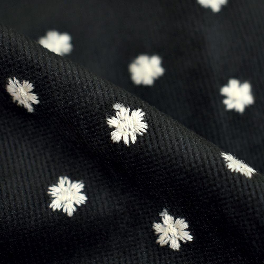 ポンデシャロン (PONT DE CHALONS) NEWコーデュロイ刺繍ワンピース 前開きノーカラーワンピース スナップボタン 22551718