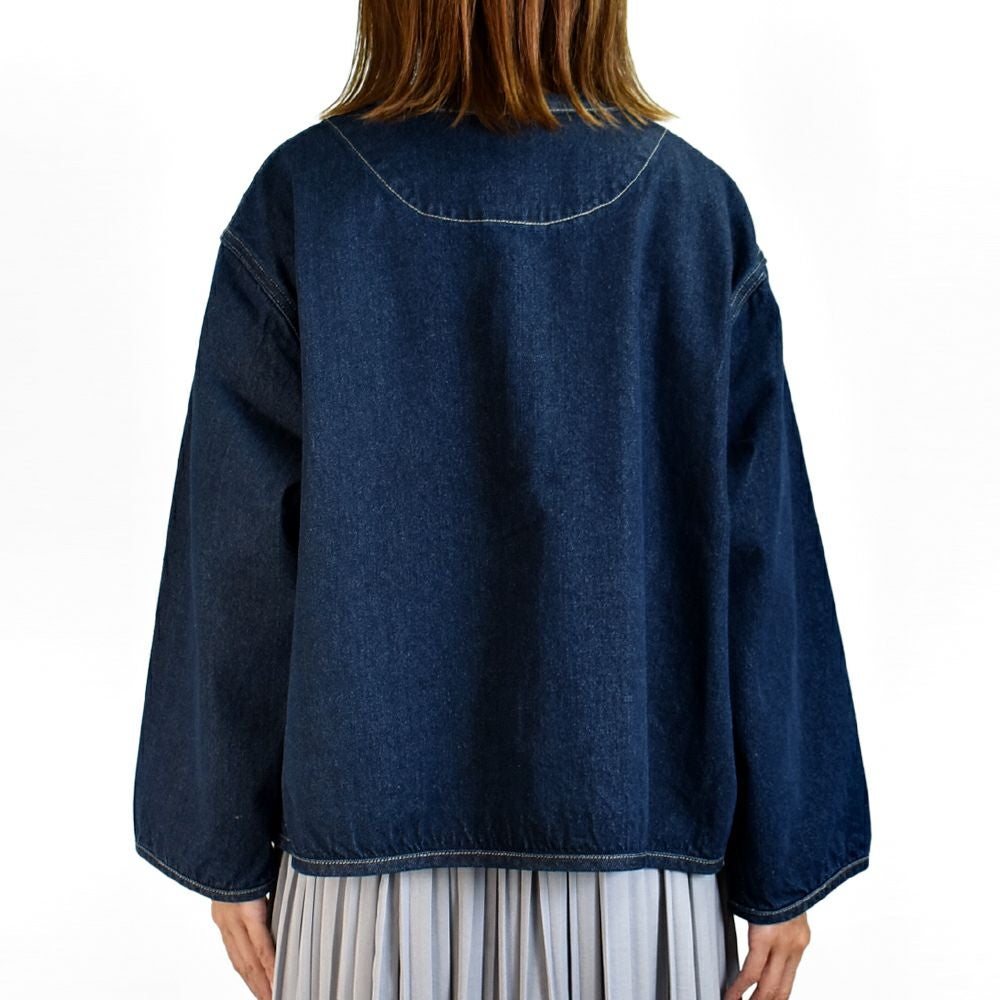 ダントン (DANTON) WOMEN'S DENIM COLLARLESS JACKET CREW NECK JACKT デニムジャケット ノーカラージャケット 襟なし DT-B0397DNS