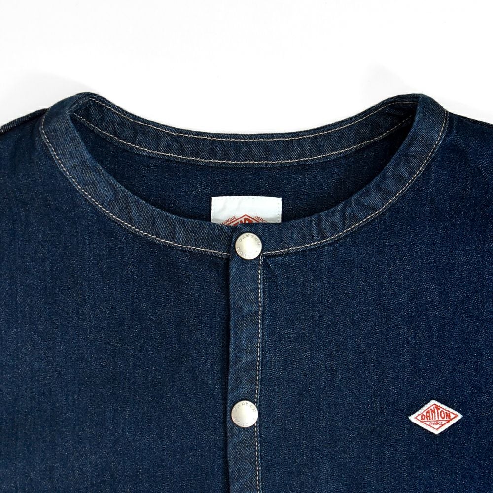 ダントン (DANTON) WOMEN'S DENIM COLLARLESS JACKET CREW NECK JACKT デニムジャケット ノーカラージャケット 襟なし DT-B0397DNS
