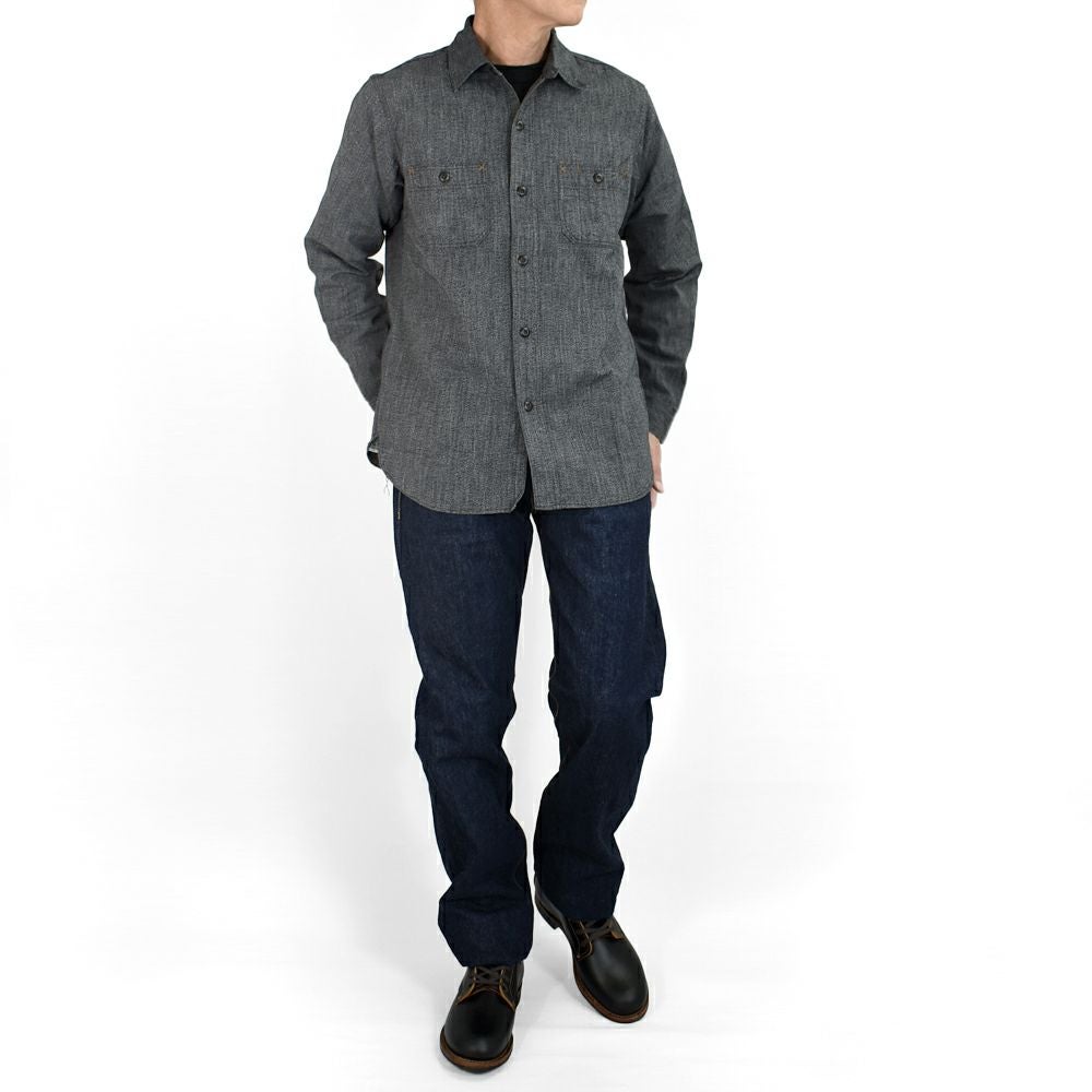 フリーホイーラーズ (FREEWHEELERS) -NEAL- SHIRT 1926 STYLE WORK CLOTHING Vintage Style Grained Chambray BLACK PEPPER CHAMBRAY ニールシャツ 長袖ワークシャツ シャンブレーシャツ 2513103