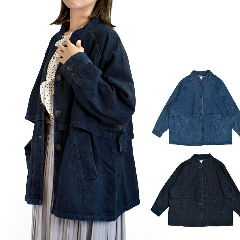 ケレン(KELEN)-KIKO- FLAP DESIGN MAO COLLAR DENIM JACKET デニムジャケット マオカラージャケット LKL25FJK2071