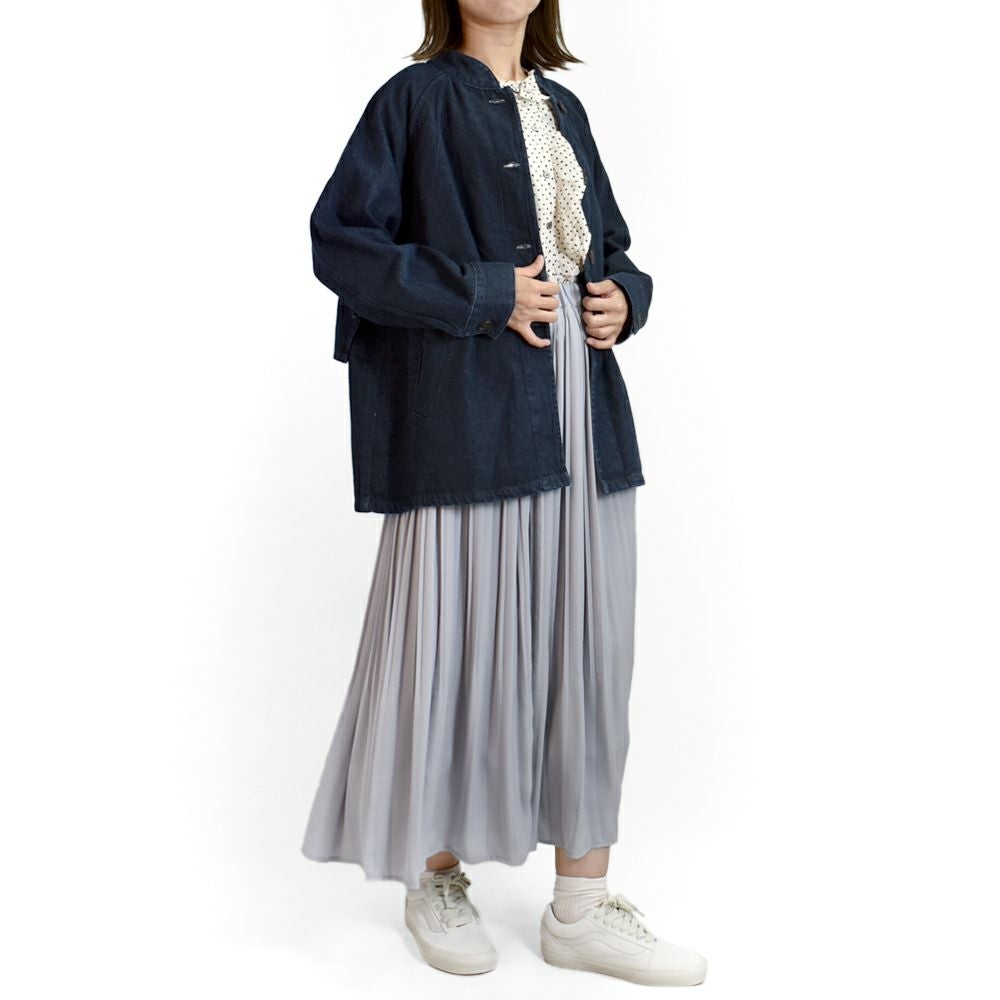 セール】ケレン (KELEN) -KIKO- FLAP DESIGN MAO COLLAR DENIM JACKET