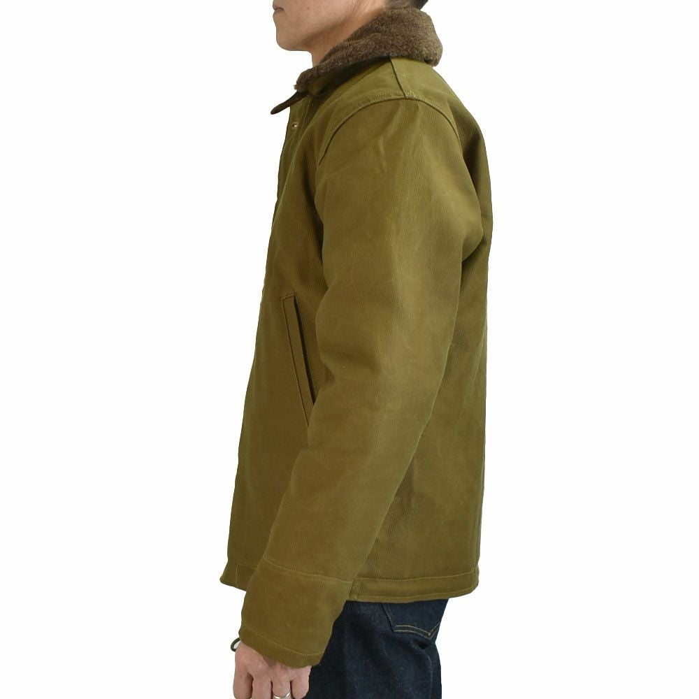 フリーホイーラーズ (FREEWHEELERS) NAVY DEPARTMENT JACKET, DECK,ZIP TYPE N-1 1940s MILITARY CLOTHING DARK KHAKI BEIGE：NXS1404 Original Jungle Cloth Paraffin Coating デッキジャケット アウター コート 2531001
