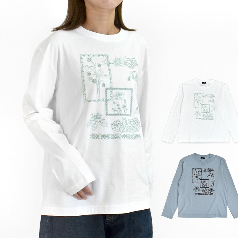 マーブルシュッド(marble SUD)frame flower L/S Tシャツ 刺繍長袖Tシャツ ロンT 01FF020225