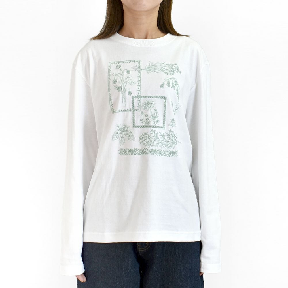 マーブルシュッド (marble SUD) frame flower L/S Tシャツ 刺繍長袖T