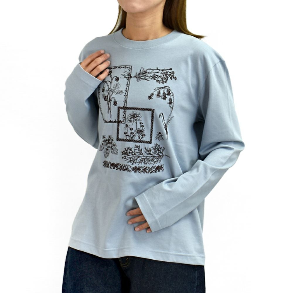 マーブルシュッド (marble SUD) frame flower L/S Tシャツ 刺繍長袖T