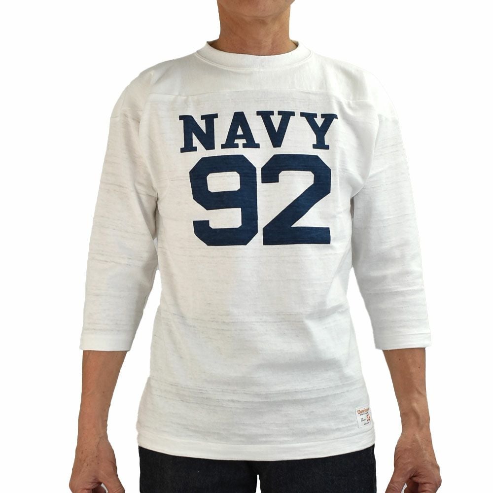 ウエアハウス (WAREHOUSE) Lot 4063 7分袖フットボールT NAVY 92 プリントTシャツ ロンT