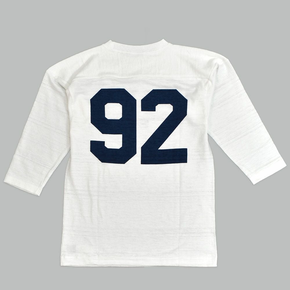 ウエアハウス (WAREHOUSE) Lot 4063 7分袖フットボールT NAVY 92 プリントTシャツ ロンT オフ
