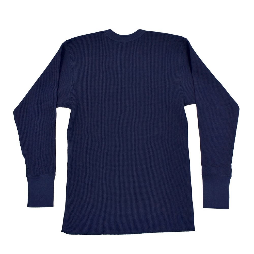 フリーホイーラーズ (FREEWHEELERS) -U.S.N. NAVAL SHIP YARD- CREW NECKED THERMAL LONG SLEEVE SHIRT 1940s STYLE UNDERWEAR 40s POWER WEAR PRINTED LABEL Vintage Style Medium Weight Waffle Knit DRY NAVY 長袖プリントサーマルTシャツ ロンT 2535007