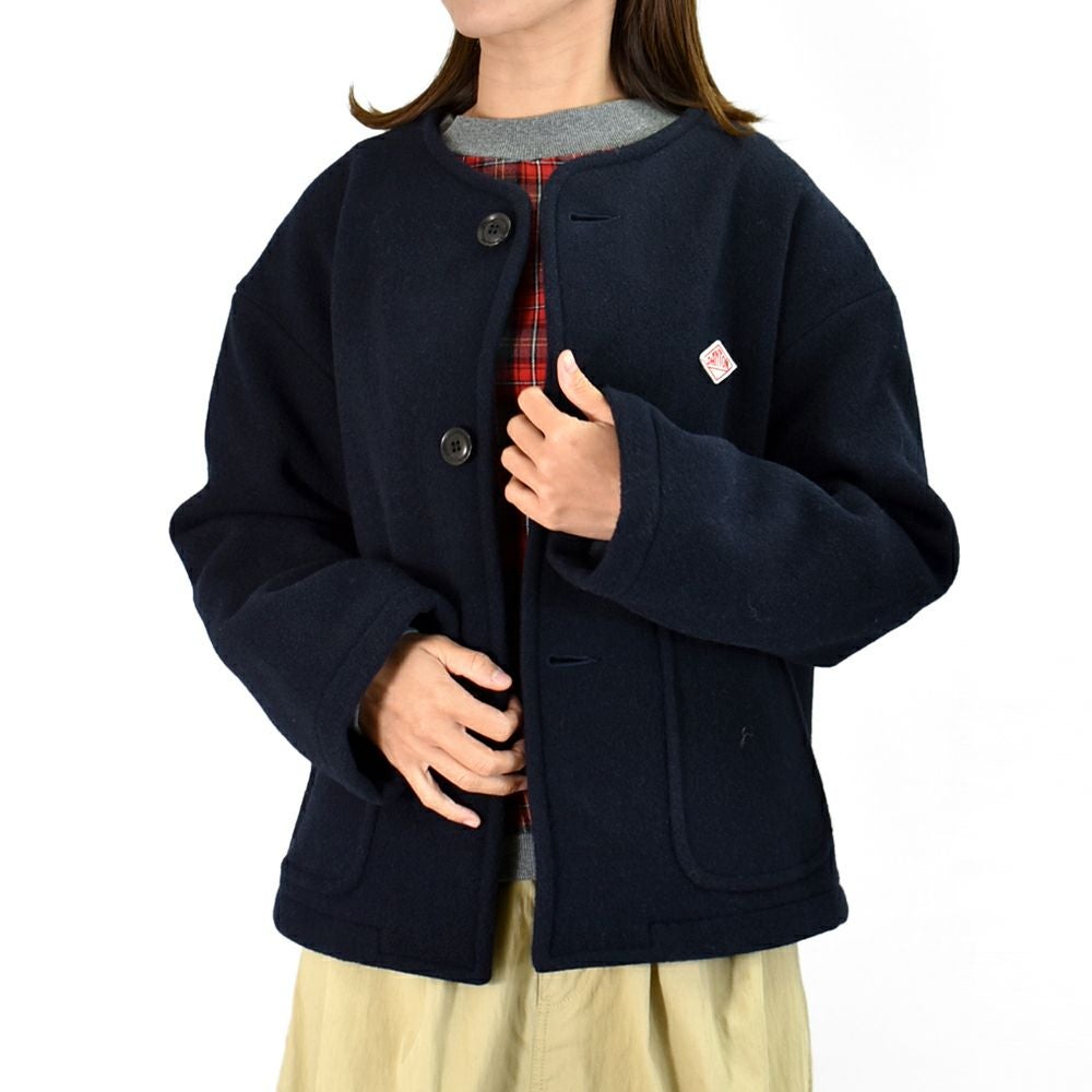 ダントン (DANTON) WOMEN'S WOOL LIGHT PILE COLLARLESS JACKET ノー