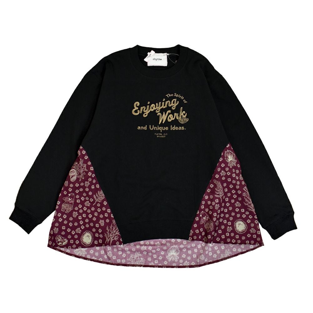 マーブルシュッド (marble SUD) Credeo Cursive リメイクSWEAT 長袖トレーナー スウェット 12FF999281 02.BLK