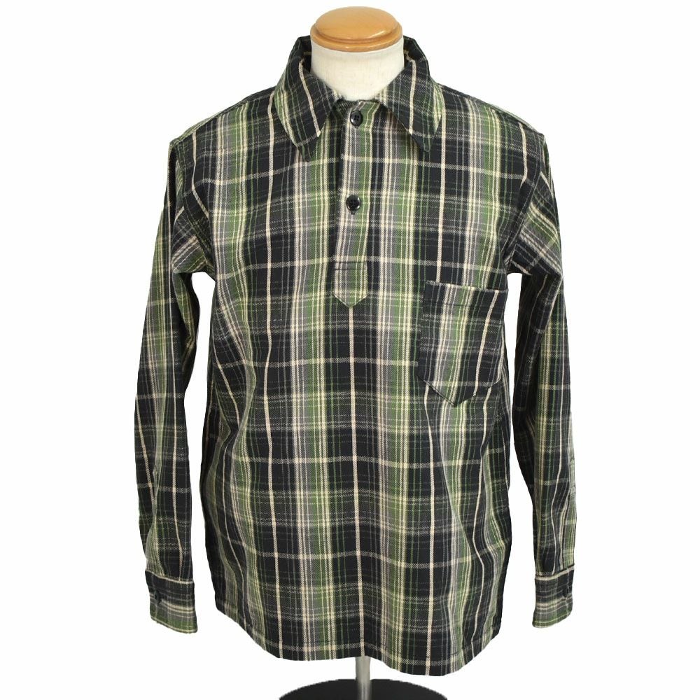 ウエアハウス (WAREHOUSE) Lot3063 1930'S WPA ONE POCKET PULLOVER SHIRTS ネル（チェック）グリーン プルオーバーネルシャツ