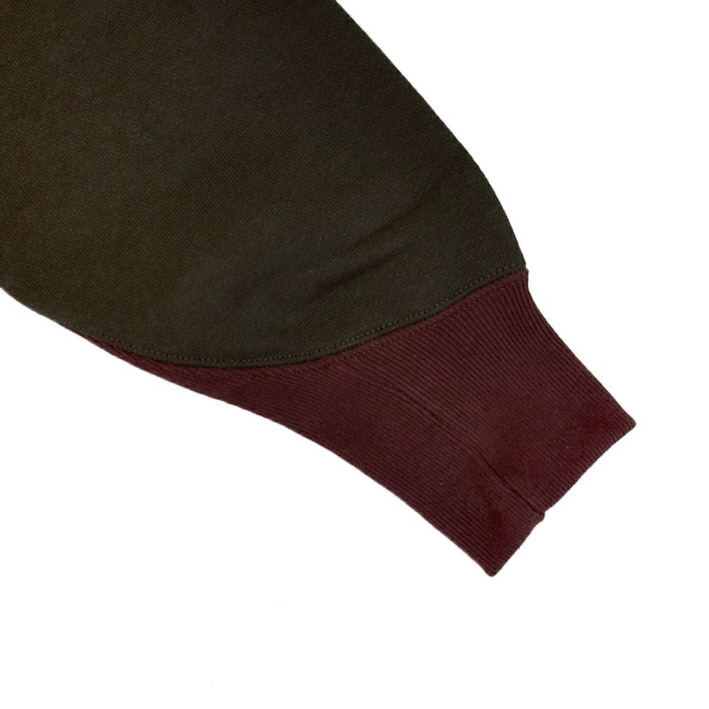 フリーホイーラーズ (FREEWHEELERS) -BIRNER LAKES MODIFIED- ATHLETIC SWEAT SHIRT LATE 1930s COMFORTABLE RIB KNIT TRIMMED SWEAT SHIRT Vintage Style Special Heavy Weight Fleece DARK OLIVE DRAB × OLD BROWN 長袖トレーナー スウェットシャツ 2534008