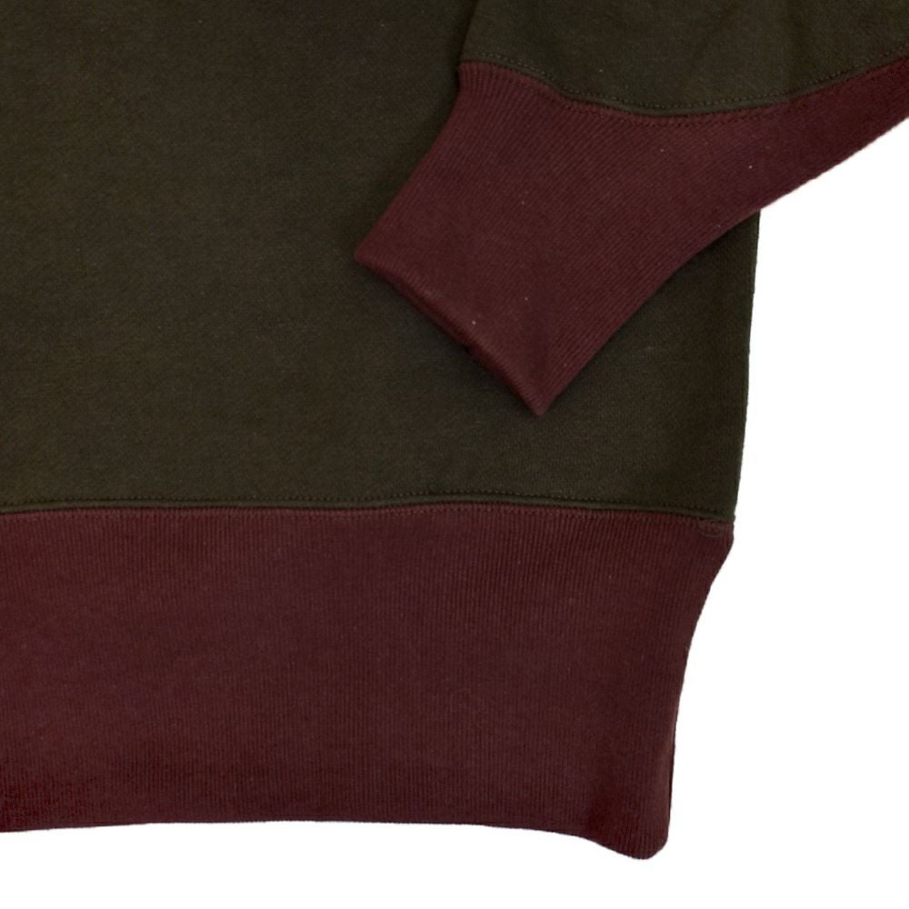 フリーホイーラーズ (FREEWHEELERS) -BIRNER LAKES MODIFIED- ATHLETIC SWEAT SHIRT LATE 1930s COMFORTABLE RIB KNIT TRIMMED SWEAT SHIRT Vintage Style Special Heavy Weight Fleece DARK OLIVE DRAB × OLD BROWN 長袖トレーナー スウェットシャツ 2534008