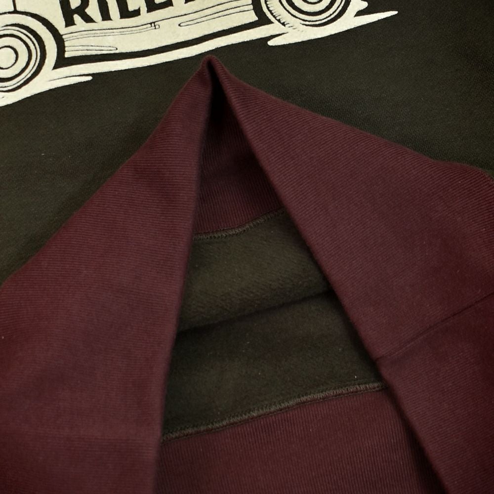 フリーホイーラーズ (FREEWHEELERS) -BIRNER LAKES MODIFIED- ATHLETIC SWEAT SHIRT LATE 1930s COMFORTABLE RIB KNIT TRIMMED SWEAT SHIRT Vintage Style Special Heavy Weight Fleece DARK OLIVE DRAB × OLD BROWN 長袖トレーナー スウェットシャツ 2534008