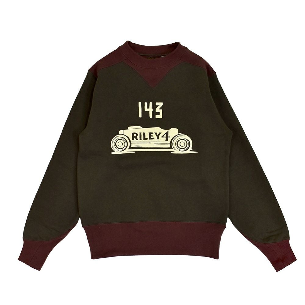 フリーホイーラーズ (FREEWHEELERS) -BIRNER LAKES MODIFIED- ATHLETIC SWEAT SHIRT LATE 1930s COMFORTABLE RIB KNIT TRIMMED SWEAT SHIRT Vintage Style Special Heavy Weight Fleece DARK OLIVE DRAB × OLD BROWN 長袖トレーナー スウェットシャツ 2534008 DARK OLIVE DRAB × OLD BROWN