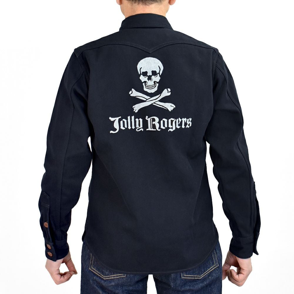 フリーホイーラーズ (FREEWHEELERS) -Jolly Rogers CV17- 1930s~1940s MILITARY CUSTOM SHIRT Original Cotton Hard Twist Kersey DARK NAVY 長袖ワークシャツ 2533004