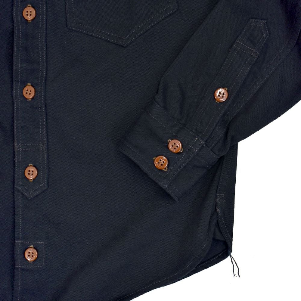 フリーホイーラーズ (FREEWHEELERS) -Jolly Rogers CV17- 1930s~1940s MILITARY CUSTOM SHIRT Original Cotton Hard Twist Kersey DARK NAVY 長袖ワークシャツ 2533004