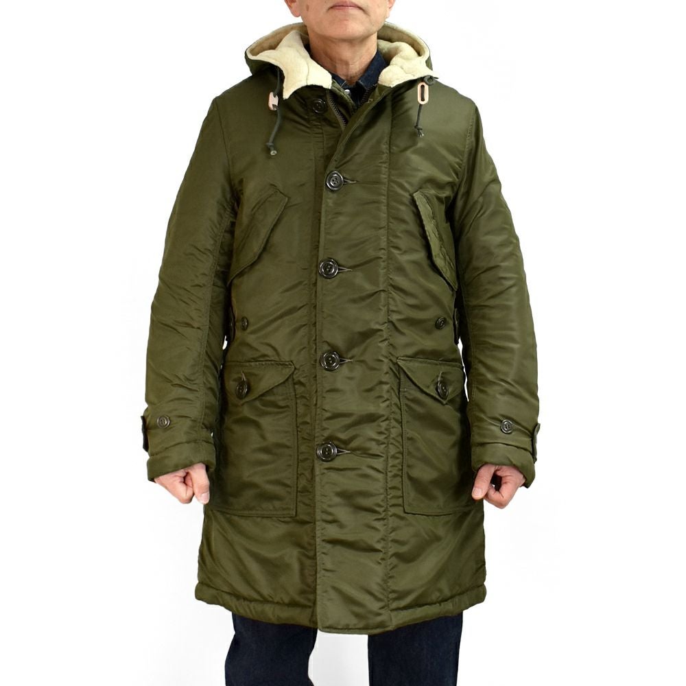 フリーホイーラーズ (FREEWHEELERS) - M-1949 - COAT AIR CREW HEAVY ATTACHED HOOD 1940~1950s CIVILIAN MILITARY STYLE CLOTHING Original Nylon 66 Twill KHAKI OLIVE ミリタリージャケット アウター コート 2531007