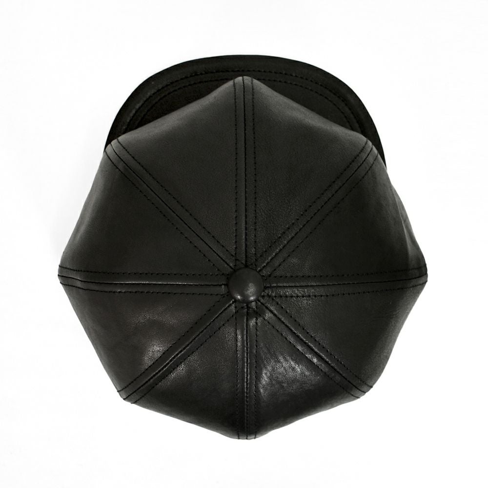 フリーホイーラーズ (FREEWHEELERS) -JAM BUSTER- 1910s~1920s STYLE CASQUETTE Adjustable Belt Inside Vintage Style Leather BLACK レザーキャスケット 帽子 2537004