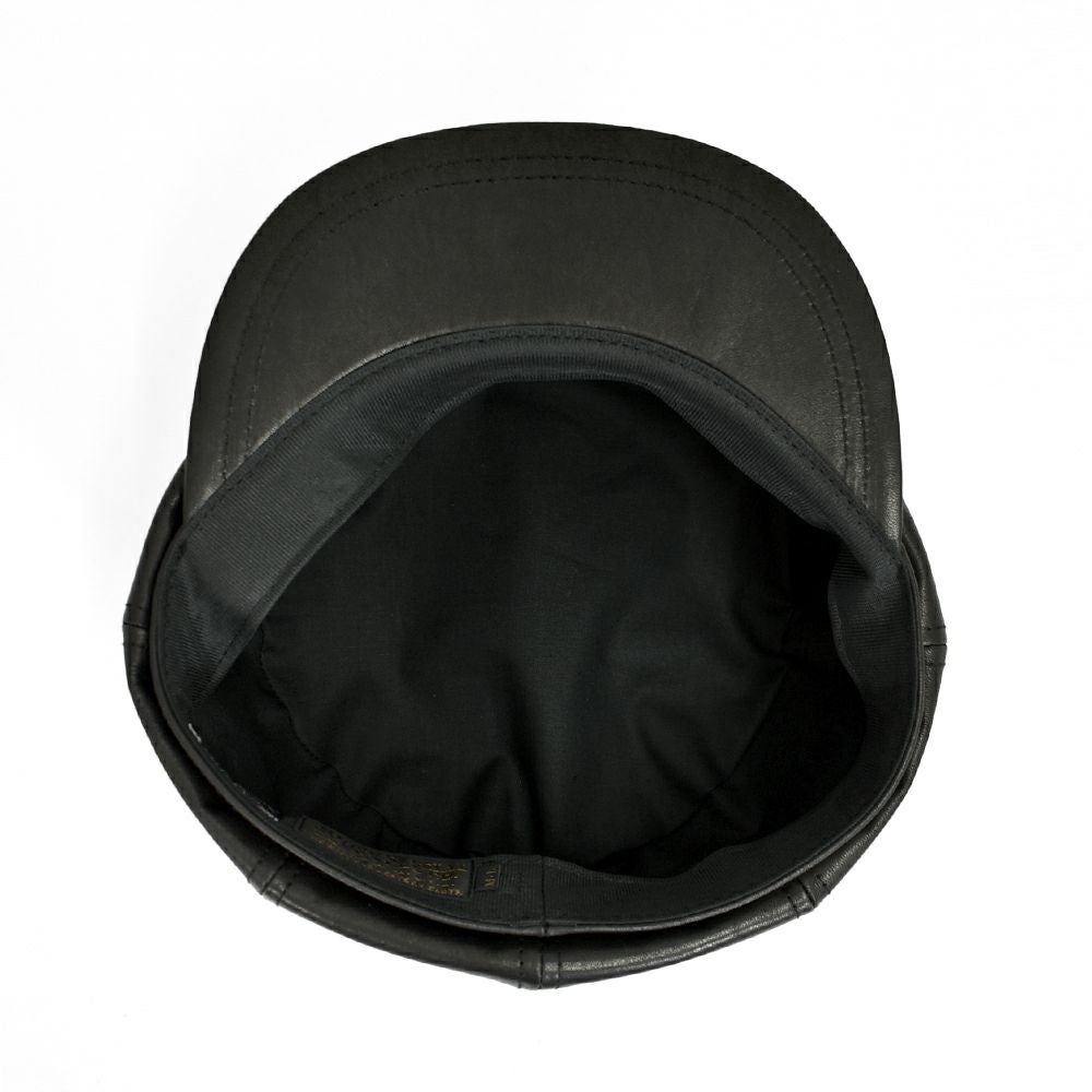 フリーホイーラーズ (FREEWHEELERS) -JAM BUSTER- 1910s~1920s STYLE CASQUETTE Adjustable Belt Inside Vintage Style Leather BLACK レザーキャスケット 帽子 2537004