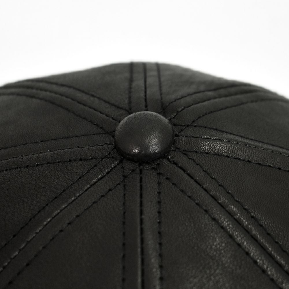 フリーホイーラーズ (FREEWHEELERS) -JAM BUSTER- 1910s~1920s STYLE CASQUETTE Adjustable Belt Inside Vintage Style Leather BLACK レザーキャスケット 帽子 2537004