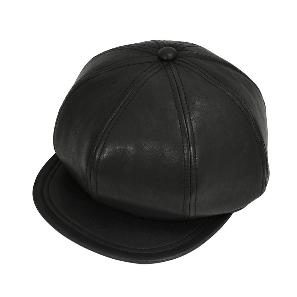 フリーホイーラーズ (FREEWHEELERS) -JAM BUSTER- 1910s~1920s STYLE CASQUETTE Adjustable Belt Inside Vintage Style Leather BLACK レザーキャスケット 帽子 2537004