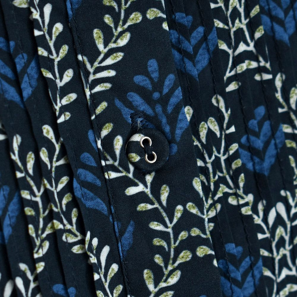 ソソット (sosotto) ツタ柄細ピンタックウエストドロストOP 前開きノーカラーワンピース 42572218