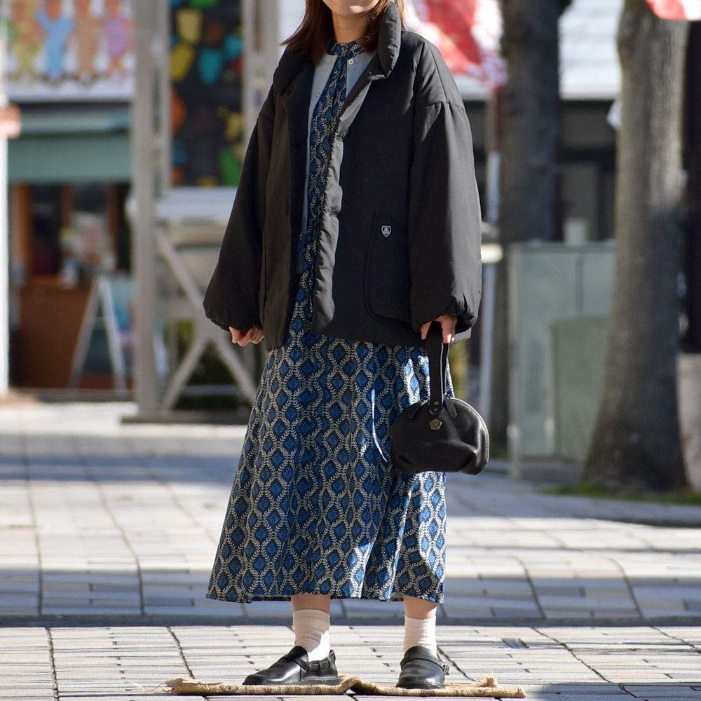 ソソット (sosotto) ツタ柄細ピンタックウエストドロストOP 前開きノーカラーワンピース 42572218