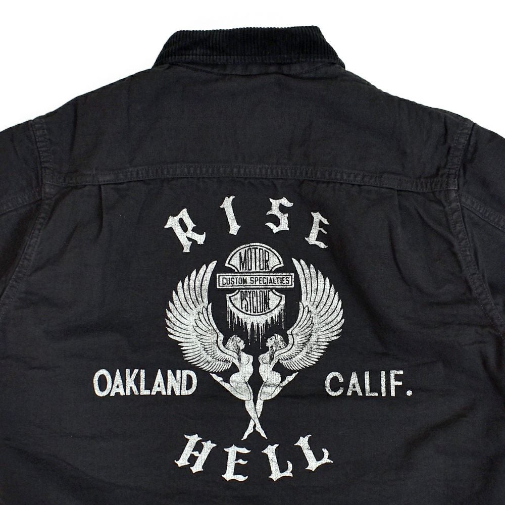 フリーホイーラーズ (FREEWHEELERS) -RISING FROM HELL- GARAGE WORKER JACKET 1950s STYLE WORK CLOTHING Vintage Style Yarn-Dyed 11oz Canvas YARN-DYED RUDE BLACK モーターサイクルジャッケット ワークジャケット アウター 2531019
