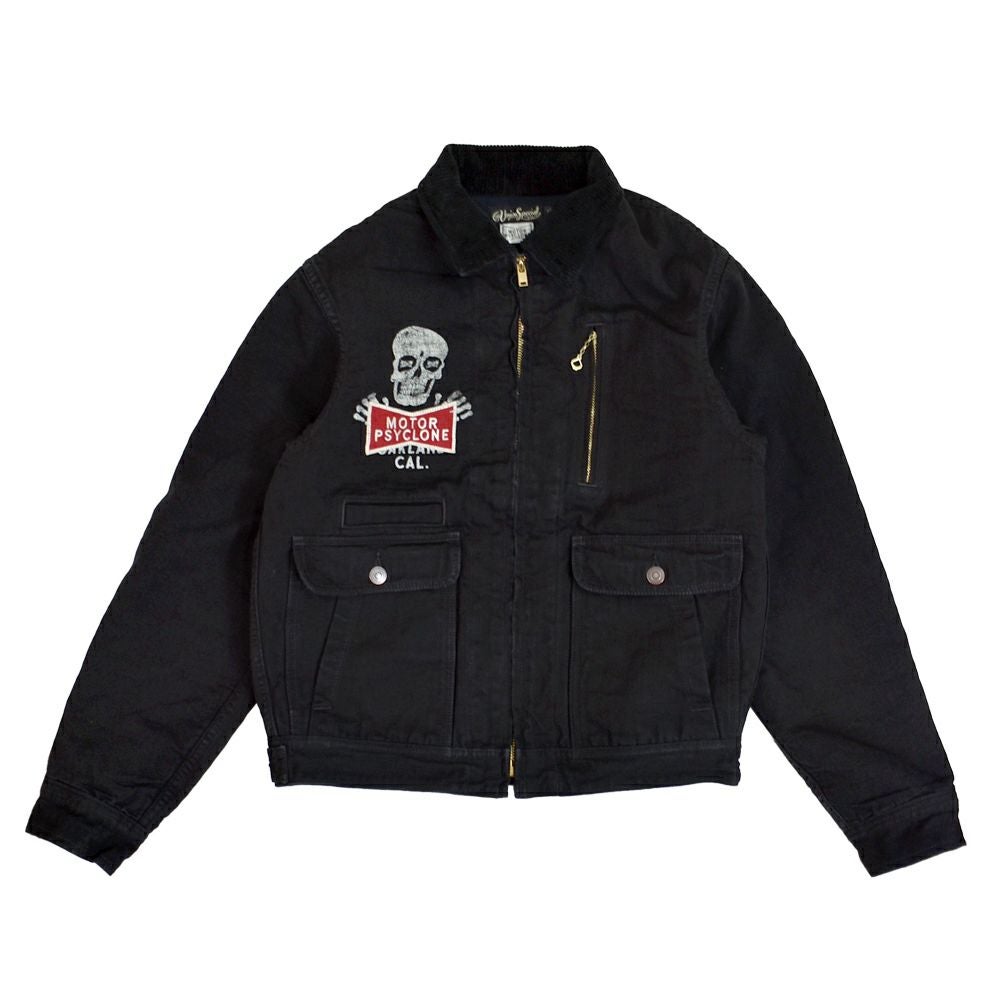 フリーホイーラーズ (FREEWHEELERS) -RISING FROM HELL- GARAGE WORKER JACKET 1950s STYLE WORK CLOTHING Vintage Style Yarn-Dyed 11oz Canvas YARN-DYED RUDE BLACK モーターサイクルジャッケット ワークジャケット アウター 2531019