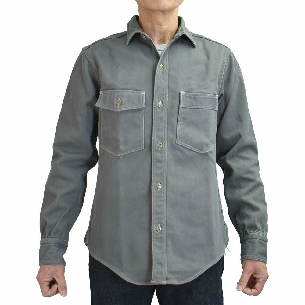 フリーホイーラーズ (FREEWHEELERS) -Gemsa- WORK SHIRT 1930s STYLE WORK SHIRT Original Cotton Hard Twist Kersey STEEL GRAY 長袖ワークシャツ メカニックシャツ 2533006